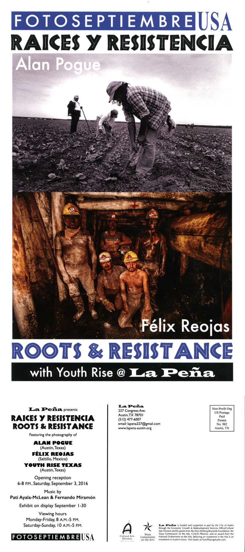 2016-FOTOSEPTIEMBRE-USA_Press-Archives_Raices-Y-Resistencia-Exhibit_La-Peña-Latino-Arts-Organization-Promo-Card